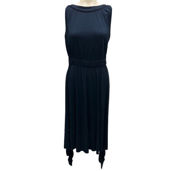 Chanel Navy Blue 2009 Draped Detail Sleeveless Jersey Dress - Picture 1 of 6